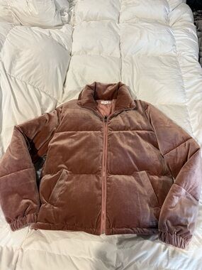 TCEC Pink Velvet-Look Puffer Jacket